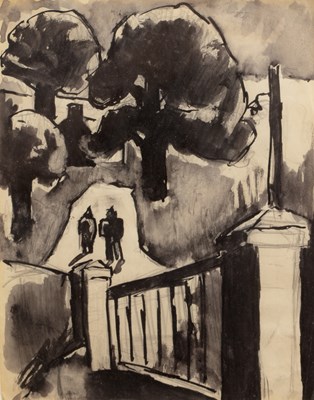 Lot 215 - Josef Herman (1911-2000) 'Two figures on a...