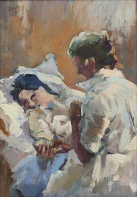Lot 483 - Edward Jones 'Caring', signed & dated '87, oil...