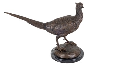 Lot 32 - A bronzed sculpture of a pheasant