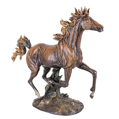 Lot 203 - A cold-painted bronze statue of a galloping horse