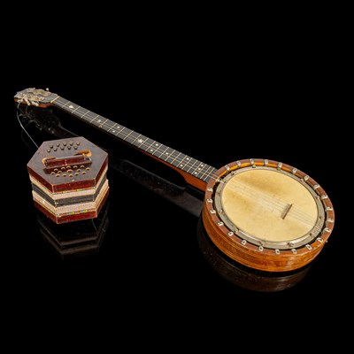 Lot 1238 - Two musical instruments - a banjo and a concertina