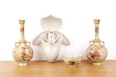 Lot 268 - Royal Worcester near pair of blush twin...