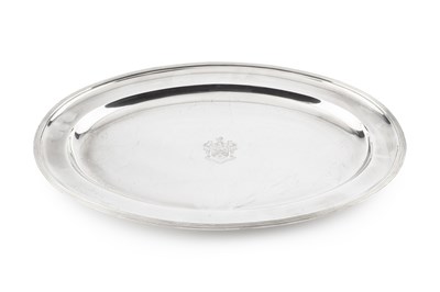 Lot An Indian colonial silver oval platter, with...