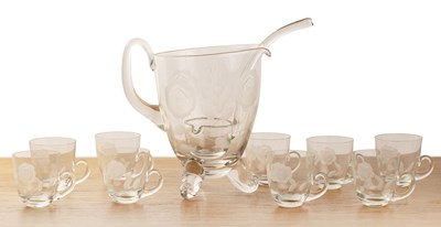 Lot 226 - Mid 20th Century French glass punch set...
