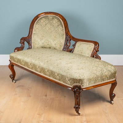 Lot 1329 - A Victorian rosewood chaise longue
