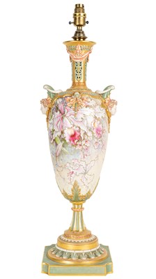 Lot 106 - A Royal Worcester 'Cricklite' porcelain lamp base