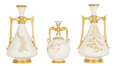 Lot 102 - A pair of Victorian Royal Worcester vases and a further vase