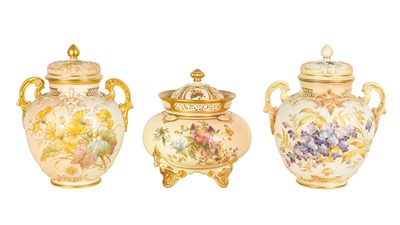 Lot 418 - A group of three Victorian/Edwardian porcelain vases