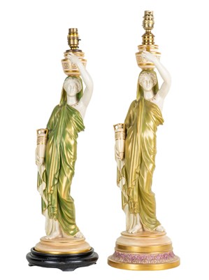 Lot 105 - Two Royal Worcester table lamps