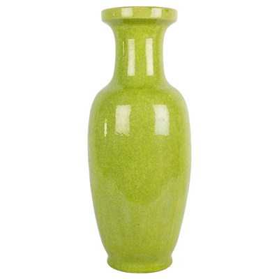 Lot 215 - A 20th century Chinese green crackle-glazed rouleau vase