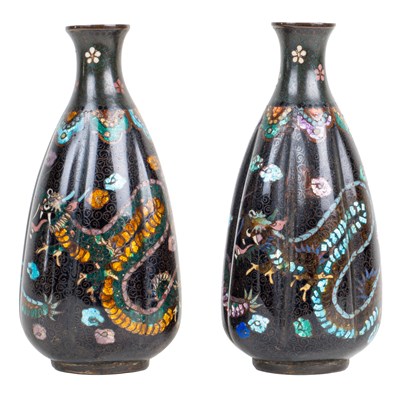 Lot 114 - A pair of late 19th century cloisonné vases