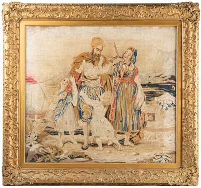 Lot 1240 - A 19th/early 20th century needlework of King Solomon