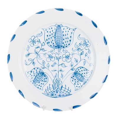Lot 1077 - An Isis pottery Deborah Sears blue and white charger