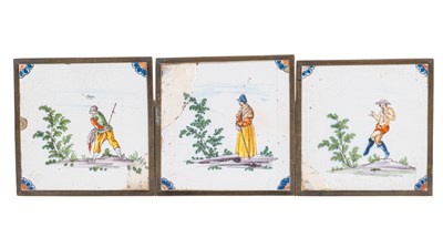 Lot 1031 - Three 18th century Liverpool Delft tiles, c.1770