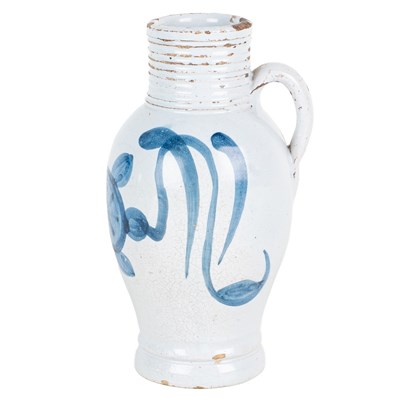 Lot 1181 - An 18th century London Mortlake Delft oil jar, c.1790