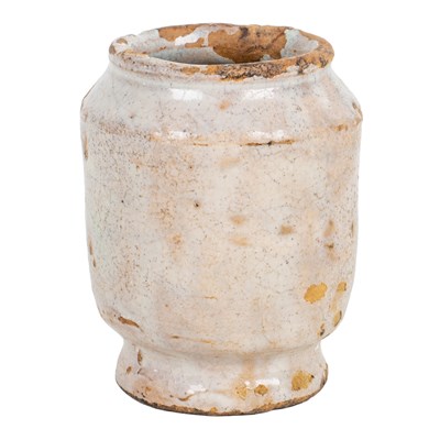 Lot 1152 - A mid-17th century London White Delft ointment jar