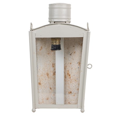 Lot 1073 - A grey-painted toleware stable lantern