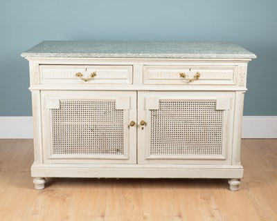 Lot 341 - A 19th century "Verde Apli" marble-topped side cabinet