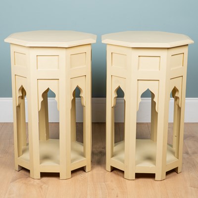 Lot 212 - A pair of Moroccan-style lamp tables by William Yeowood