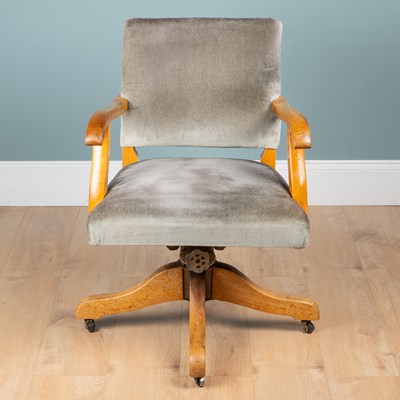 Lot 234 - A mid-20th century Hillcrest oak-framed desk chair