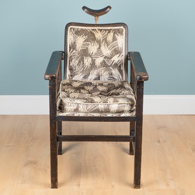 Lot 1032 - A barber's chair in the manner of Gustav Stickley
