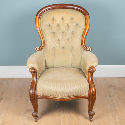 Lot 1330 - A Victorian walnut-framed armchair