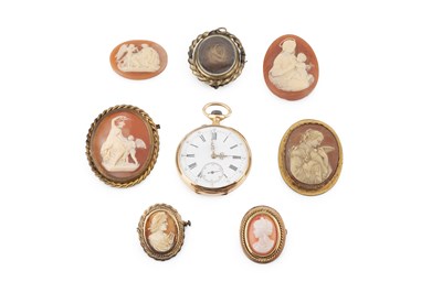 Lot 329 - An open face pocket watch, the white enamel...