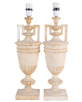 Lot 259 - A pair of cast plaster table lamps
