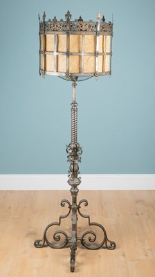 Lot 281 - A Gothic Revival-style steel standard lamp