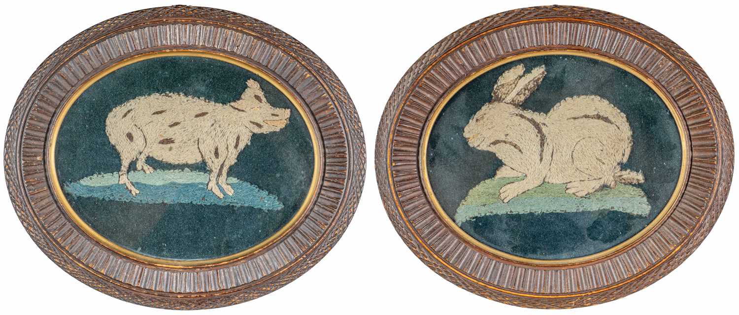Lot 1115 - Two 19th century needlework animals