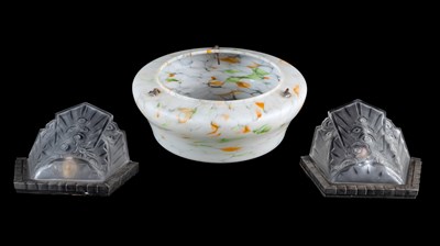 Lot 225 - A pair of Art Deco wall sconces and light shade