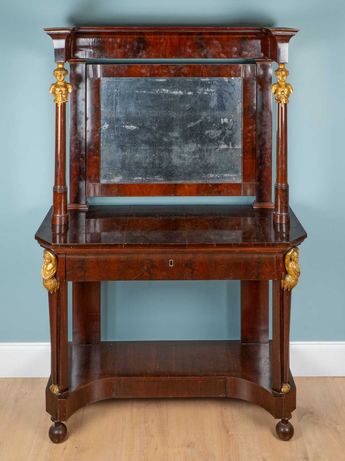 Lot 498 - An early 19th century French Empire mahogany hall cabinet