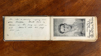 Lot 1281 - An album of portraits of wrestlers, from the 1940s, some with autographs