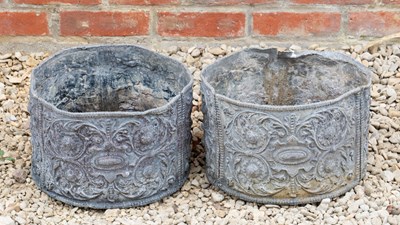 Lot 1401 - A pair of cylindrical lead planters