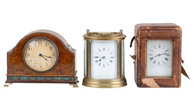 Lot 94 - Two carriage clocks and a mantel timepiece
