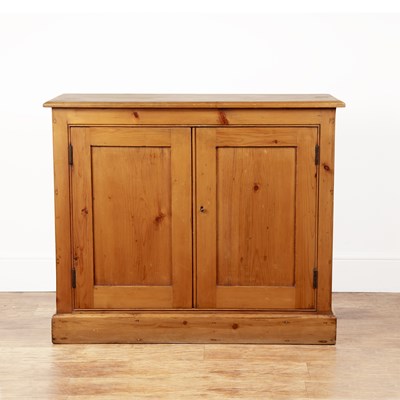 Lot 55 - Pine cupboard 20th Century, with fielded panel...