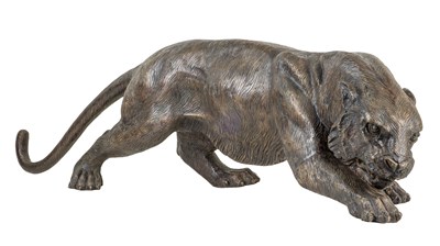 Lot 6 - A bronzed sculpture of a panther
