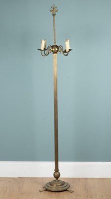 Lot 1053 - A mid-20th century brass floor lamp