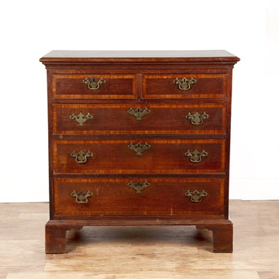 Lot 60 - Oak and mahogany crossbanded chest of drawers...