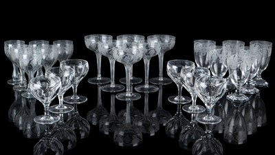 Lot 543 - Four sets of six Champagne and other glasses