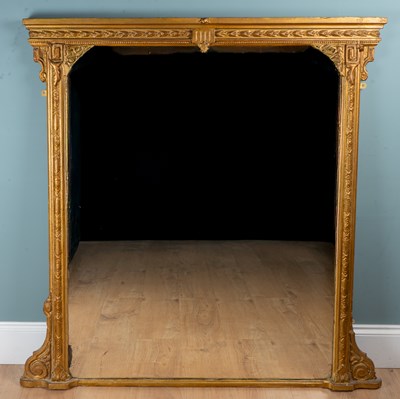 Lot 507 - A large Victorian gold-painted overmantel mirror