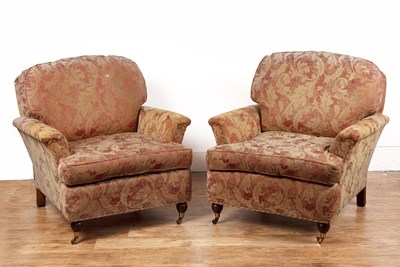 Lot 56 - In the Howard style Pair of armchairs, with...