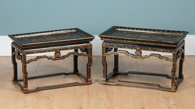 Lot 497 - Two Chinese lacquered low occasional tables