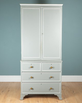 Lot 224 - A blue-grey-painted cupboard