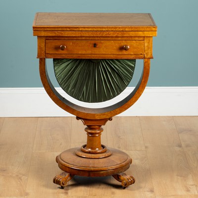 Lot 491 - A 19th century burr maple veneered work table