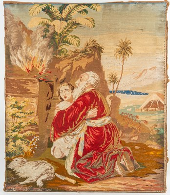 Lot 1131 - A large Berlin woolwork picture depicting The Sacrifice of Isaac