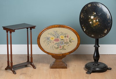 Lot 420 - A Victorian table, together with an occasional table and a fire screen