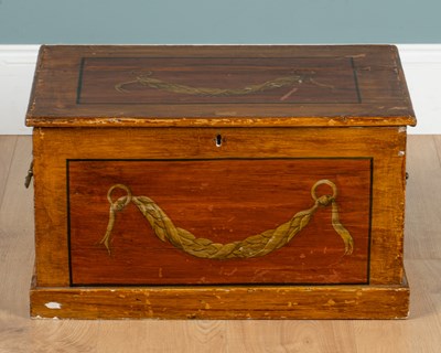 Lot 1204 - A 19th century painted pine box
