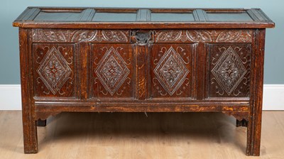 Lot 1027 - A 18th century oak coffer