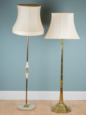 Lot 390 - Two brass standard lamps